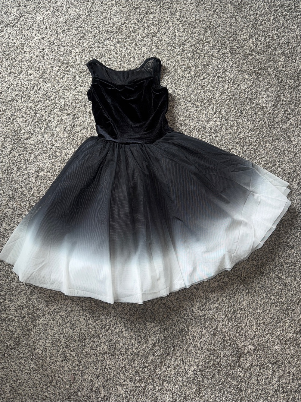 Black to White Ombre Tulle Ballet Dress